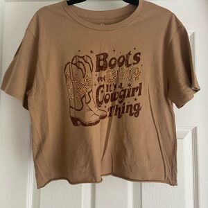 Tan Short Sleeve Tee with Western Graphic